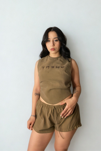 Oment Design Rosa Linen Lace-Up Shorts - Women's Low-Waist Short Linen Shorts