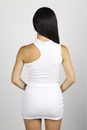 Gülmude Mini High Waist Elastic Basic Skirt Ribbed Lycra Fabric Adjustable Slit Skirt