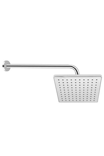 tradex Square Showerhead with Wall-Mounted Chrome Column - TS