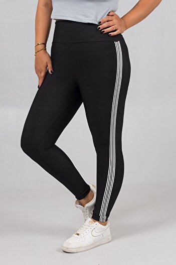 Truva XXL High Waist Black Striped Plus Size Leggings