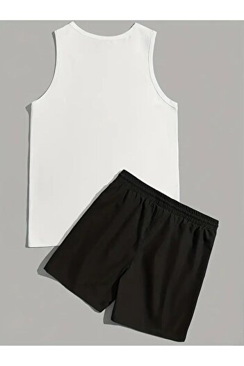 bellanova Tropical Printed Sleeveless Vest Top + Sports Shorts Two for Men