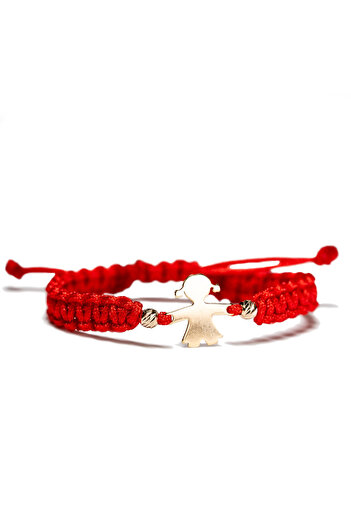 MANAVA Children's gold bracelet with Little Girl and 2 14k Gold balls
