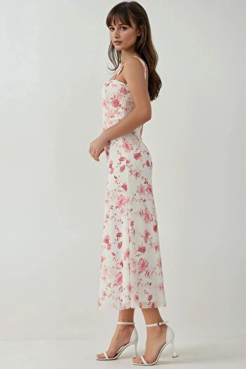 Hiccup Heart Neck Patterned Maxi Dress