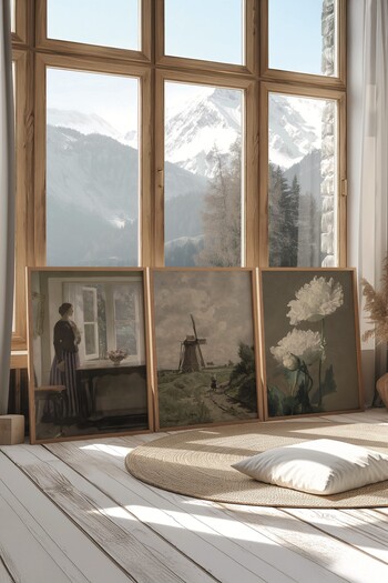 Postifull Wooden Painting Set, 3 Pieces Wooden Framed Poster Waiting Model No:300872, Multicolor Wall Decor