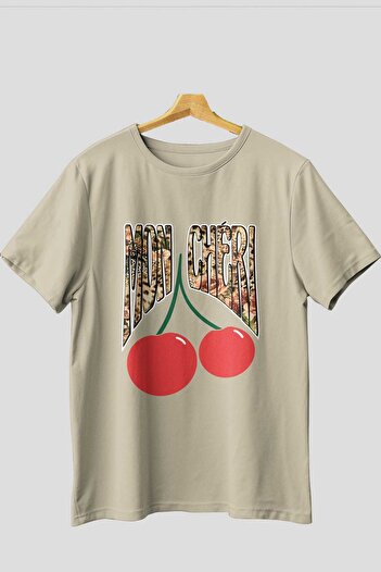 Ankhises Mon Cherry Cherries Μπροστινό εμπριμέ μπλουζάκι υπερμεγέθη ανδρικό γυναικείο βαμβακερό μπλουζάκι με λαιμόκοψη