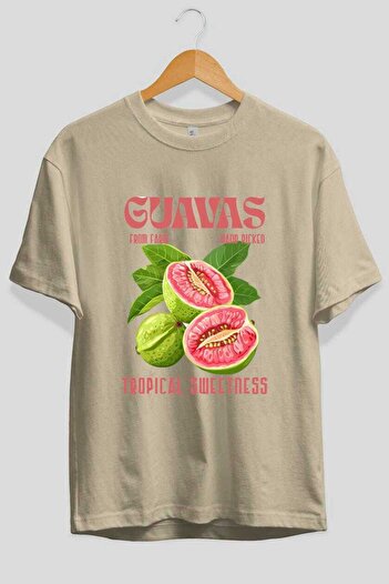 Ankhises Μπλουζάκι Guavas με μπροστινό στάμπα Oversize Ανδρικό Γυναικείο Βαμβακερό μπλουζάκι με λαιμόκοψη