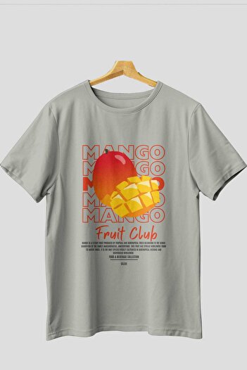 Ankhises Mango Front Printed Gray Oversize T-Shirt Men Women Cotton Crew Neck Tshirt