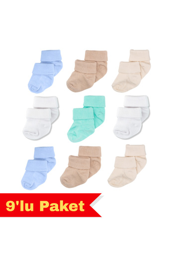 Novibaby 9 Pack Bamboo Newborn Baby Socks, Girls Boys Socks, White Ecru Pink Multicolor