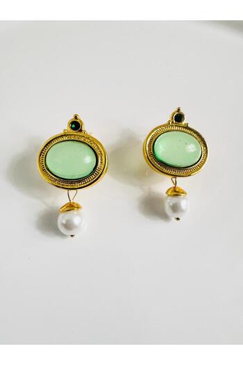 DEVİ fashion Green Vintage Earrings 3 cm