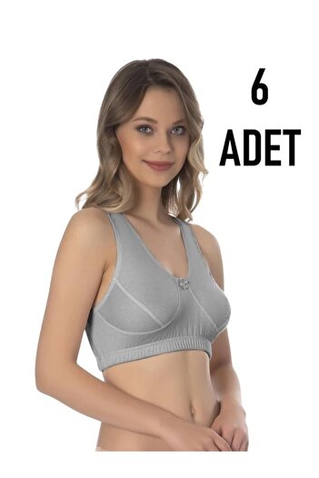 Ebru Pack of 6 Thick Strap 100% Cotton Half Singlet (Lambada Mother Bra) Ebru2501