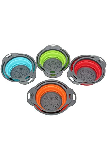 Generic 2Pcs Set Collapsible Foldable Silicone Drain Colander Fruit Vegetable Strainer Basket