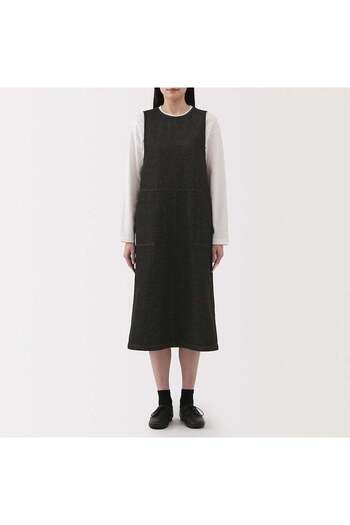 Muji Kapok Blend Denim Jumper Dress Black