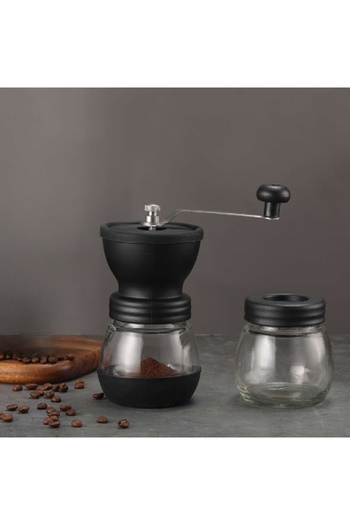 COOYA Manual Coffee Grinder, Hand Crank Extended Handle Adjustable, Coffee Grinder for Home Office (Black)