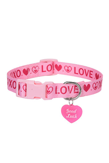 Choice S light pink CP613--love printed pet dog & cat collar, high density printed ribbon and exquisite pen