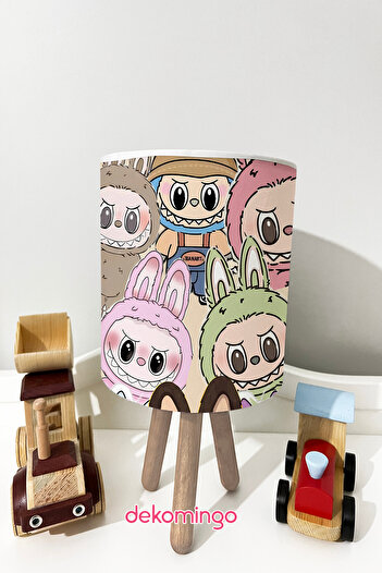dekomingo Mixed Labubu Patterned Children's Room Lamp Shade