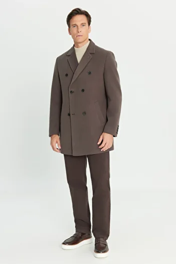 ALTINYILDIZ CLASSICS Men's Mink Warm Standard Fit Regular Cut Coat