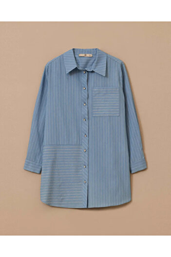 SEÇİL Women's Stone Detailed Striped Tunic - Blue