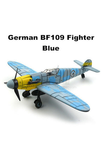 Choice4 BF109 Blue 22cm 4D Diy Toys Fighter Assemble Blocks Building Model Airplane Military Model Arms WW2