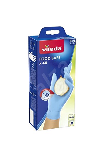 Vileda Set 40 manusi Food Safe, marime M-L, Albastru