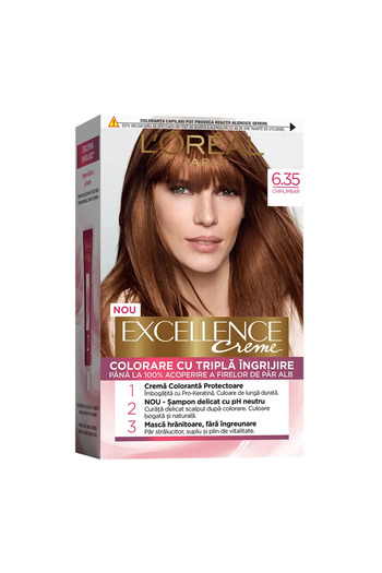 L'Oreal Paris Vopsea de Par Permanenta L'oreal Paris Excellence Creme 6.35 Chihlimbar Deschis, cu amoniac 192 ml