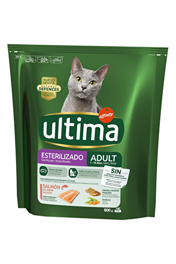 ULTIMA Dry cat food Adult Sterilized, with salmon, 800g