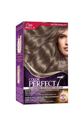 Wella Vopsea de par permanenta Color Perfect 7/18 Blond Perlat Rece, 135ml