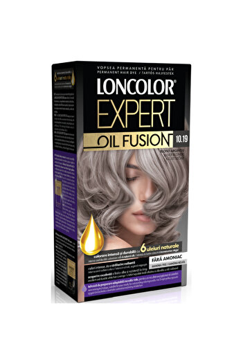 Loncol Exp Vopsea de par permanenta Loncolor Expert Oil Fusion 10.19 Blond Argintiu, 100 ml
