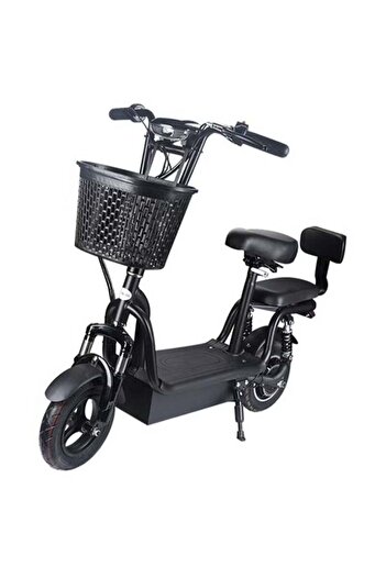 Generic Electric Scooter Black for Adults with Front Basket, Dual Seats, Max Speed 40 km/h, Range 25-40 km,