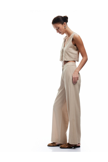 Koton Cotton Viscose Fabric High Waist Pocket Processing Detail Palazzo Pants