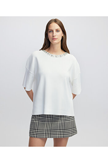İpekyol Oversize Knitwear with Strass Stone Accessories