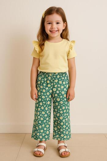 Esterella Girl's Spanish Leg Wrap-Around Pants /Girl's Loose Leg Pants/ Floral Pants