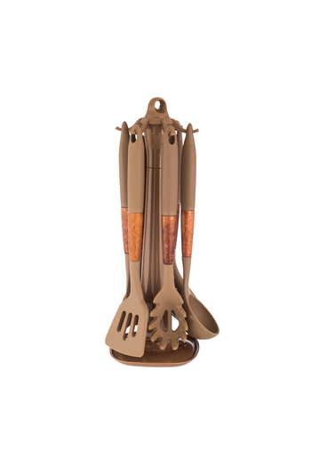 Silicone 7-piece serving spoon set with stand