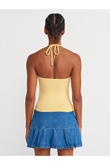 Dilvin 31959 Halter Strapless Top-Κίτρινο
