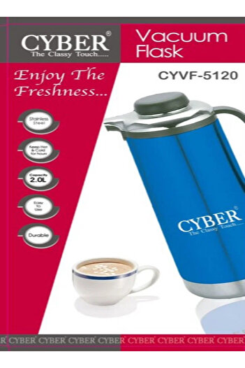 Cyber Stainless Steel vacuum Flask, 2.0 Ltr - Blue