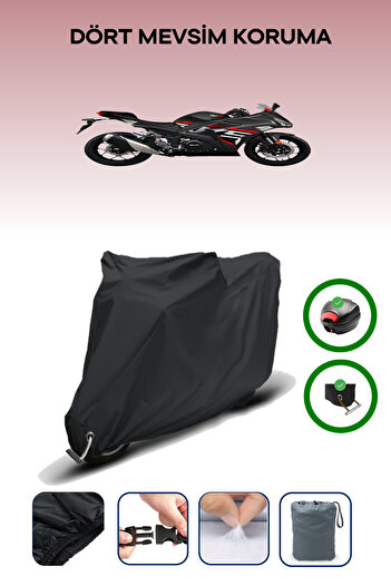 Breen Black Rear Bag and Lock Compatible Rks R250 Motorcycle Tarpaulin