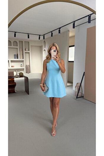 Sezgi Tekin Rochie Baby Blue Bell cu talie