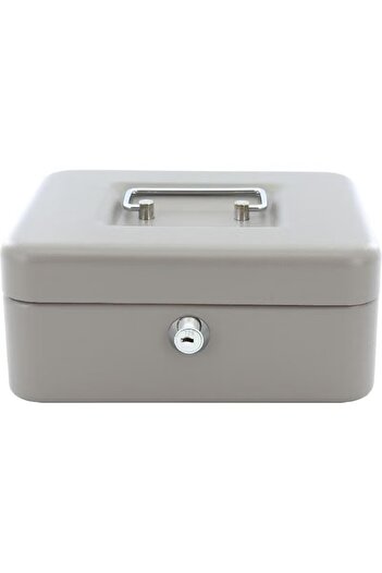 Royal Falcon 8-Inch Metal Cash Box with Key Lock – Matte Grey Finish