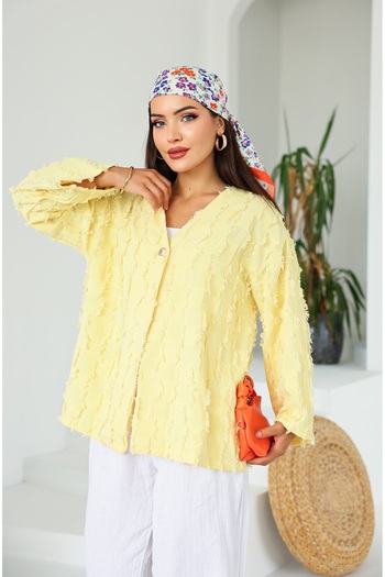 Vegove Fringed Kimono Lemon