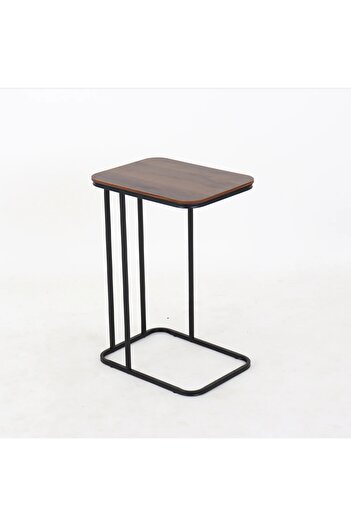 Vi Markets Service table - dark wood top - metal posts