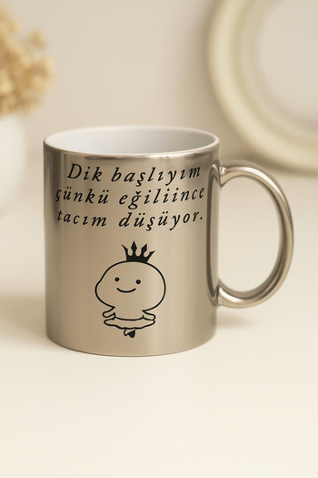 çokaş Text Printed Large Size Silver Coffee & Tea Mug