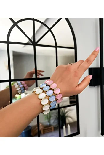 HOSBUTIK White Pearlescent Elastic Bracelet