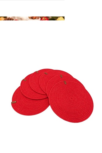 Wood Design American Service Red Runner 6-Piece Presentation Supla Dowry Set Knitted under Plate (Red)