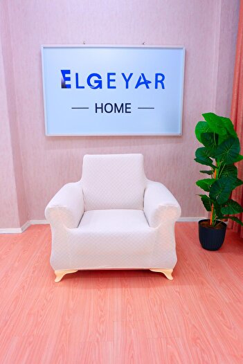 elgeyar Jacquard Single Sofa Cover Basket Pattern - Cream