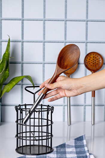FH finehome Volleyball Metal Handle Acacia Spoon