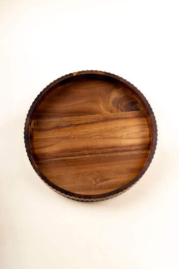 FH finehome Volleyball Acacia Round Tray 35cm