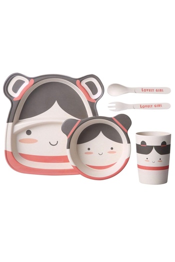 Generic Cartoon Design Bamboo Kids Cutlery Set