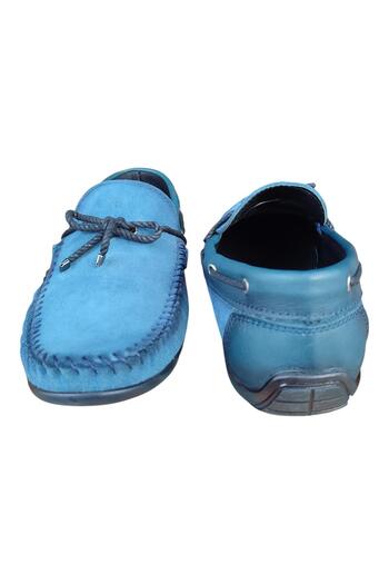Bay Emir Loafer Blue Genuine Leather Suede Surface Men's Summer Trend Shoes