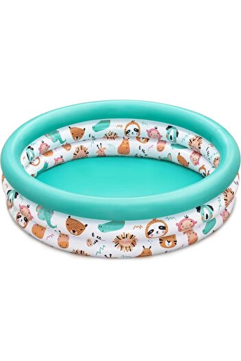BESTWAY Safari Pals™ Children’s Inflatable Pool – 102 cm × 25 cm (3‑Ring Kiddie Pool)