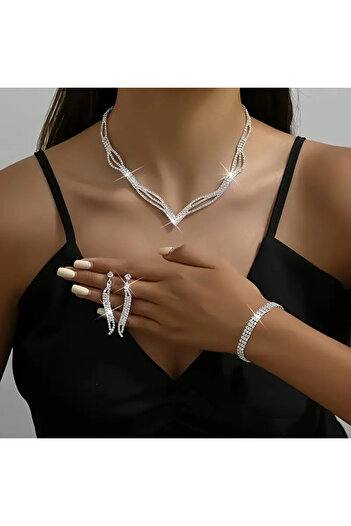 iyzi Sik Stone Jewelry Set for Women - Necklace, Earrings, Bracelet, Engagement and Engagement |   Daily Use