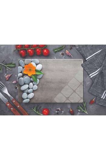 CONCEPT CAM Glass Cutting Board and Presentation Holder, 25X35, 4 Mm, Colorful Pattern